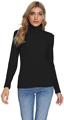 Evagnee feminino de manga longa Turtleneck