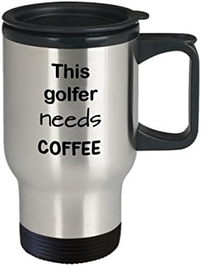 Presente de caneca de viagem para jogadores: Este jogador de golfe precisa de café, caneca de café em aço inoxidável com tampa,