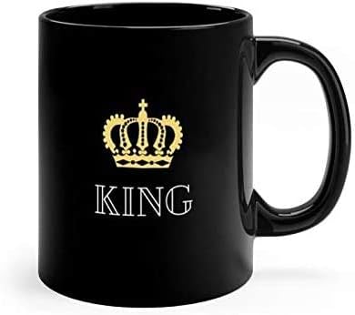 Eckoi Funny King de tudo caneca preta caneca de café xícara de café canecas de chá de humor para crianças colegas colegas Man e meninas 11oz