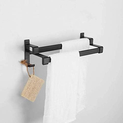 Backs de toalhas ZDW, toalhas de toalhas sem suporte de toalhas sem toalhas montadas com gancho para o escritório do hotel de banheiro de cozinha, alumínio preto de barra dupla/30cm