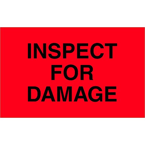 Caixa EUA BDL1165 Rótulos lógicos de fita, inspecionar por danos , 1 1/4 x 2 , vermelho fluorescente