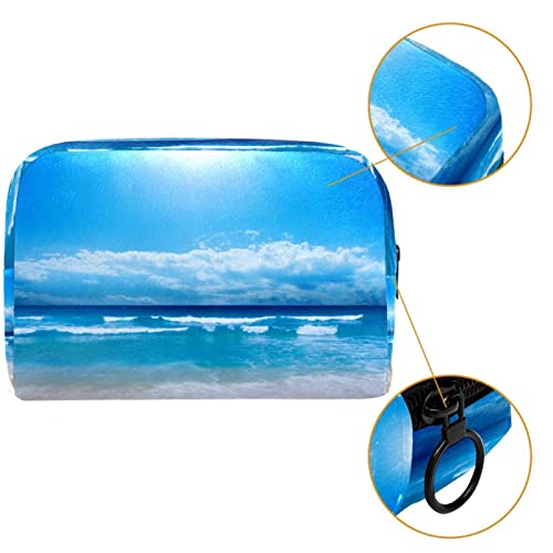 Bolsa de higiene pessoal Bolsa de lava -lava de maquiagem cosmética de viagem com zíper para o horizonte de praia e onda