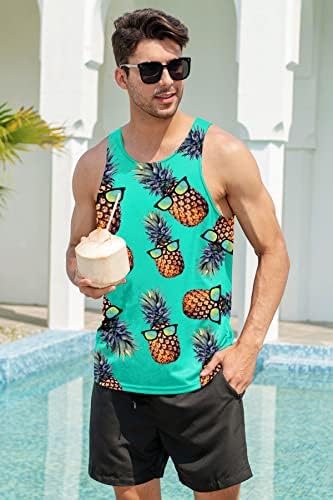BOODSTOWORLD Mens 3D Top Top Novelty Graphic Breathable Quick Dry Sleeveless Beach Camisa S-4xl