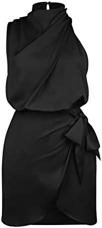 Miashui plus size punk vestido punk cetim feminino sem mangas de gola alta de gola alta vestidos de traje de negócios bodycon bodycon