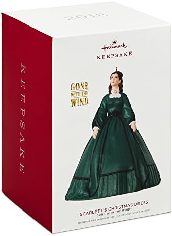 Ornamento de Natal de Keetake de Hallmark 2018, datado, Gone with the Wind Scarlett's Christmas Dress