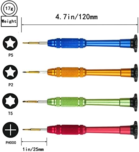 ZZJKEEP 12in1 Chave de fenda de precisão Conjunto para MacBook & iPhone, Ph000 Phillips, P5 P2-5point 1,2mm 0,8mm Pentalobe