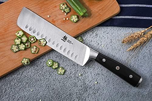 Kyoku Samurai Series 7 Nakiri Vegetable Knife + 7 Cleaver de vegetais chineses - Tang completo - Japonês Aço Carbono de High Carbon