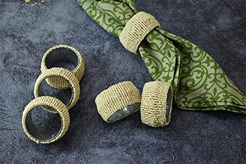 Conjunto de Ajuny de 6 Off Off White Handmade Maded Decorative Napkin Rings Decor Decor Gifts