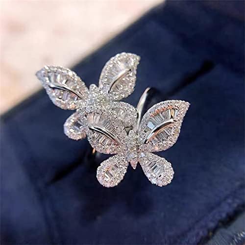 Delicada Butterfly Wrap Band Farão de dedos espumante shinestone cristal cz casais Butterfly Open Declaração anéis de noivado