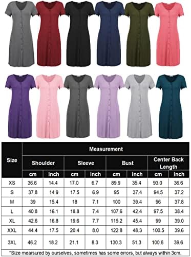 Ekouaer feminina feminina de manga curta Button Down NightGown Vestido