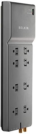 Belkin Power Strip, Belkin Surge Protector - 8 AC Múltiplas saídas - 6 pés de comprimento plano Extensão pesada para casa,