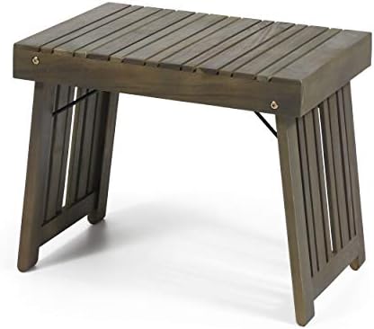 Christopher Knight Home Howard Outdoor Acacia Wood dobring mesa lateral, acabamento cinza
