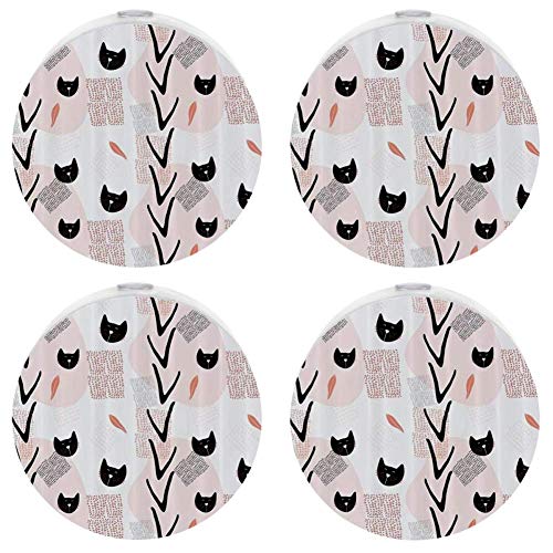 Infantil noite luz com rostos de gatos com bigodes pontilhados gatinhos animais animais infantil berçário tema noturno plug in wall with dusk-to-dewn pack 2 pack