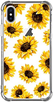 Caspa clara e heyorun girassol compatível com iPhone XS/iPhone x 5,8 polegadas, girassóis meninas e mulheres com capa de