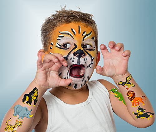 JCFIRE PERNAL TATOOS TATOOS CRIANÇAS - 108 Jungle Animal Face Tattoos Para meninos e meninas, tatuagem para crianças, tatuagens