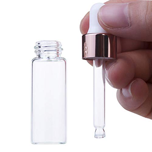 Gotes de gotas de vidro, 50 pacotes de petróleo essencial garrafa de gotas de vidro transparente de vidro amostra de garrafa
