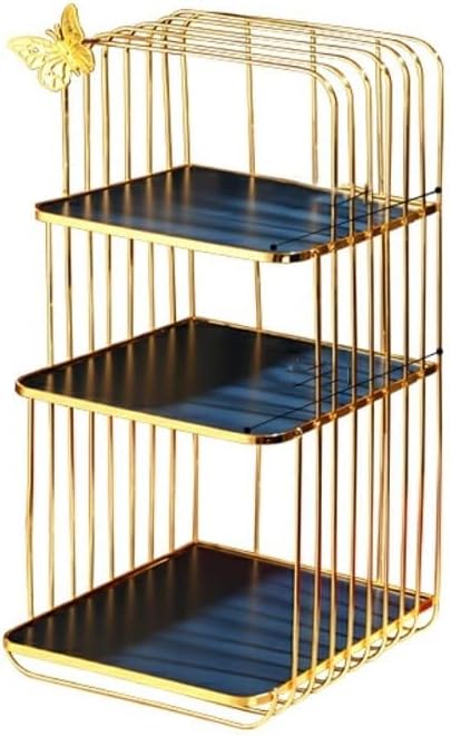 Razzum portátil de mesa portátil Metal Cosmetic Rack de três camadas de caixa de armazenamento de mesa de mesa de mesa de