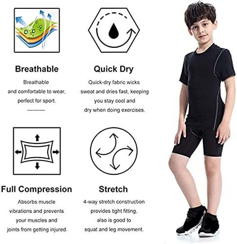 Lanbaosi Boys 'Compression Shorts Youth Cool Dry Baselayer Sports Tights Athletic Spandex Legging