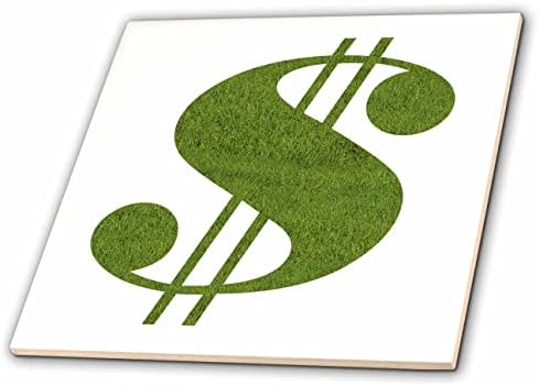 3drose Cherylsart Sinais de dólar - sinal de dólar feito de foto de grama verde - azulejos