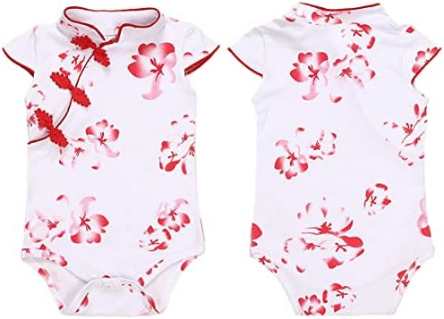 Fada bebê bebê meninas garotas cheiasma de macacão vestido floral chinês qipao roupas de manga curta de manga curta