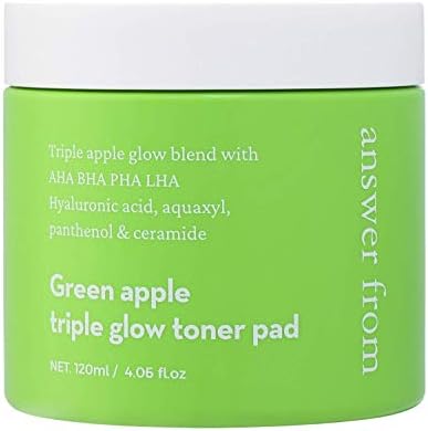 Apple Green Triple Glow Toner Pad - Vegan 5 em 1 CARREGO DE CUIDADO DE SPA HOME; Hialurônico com 4ha aha bha pha lha