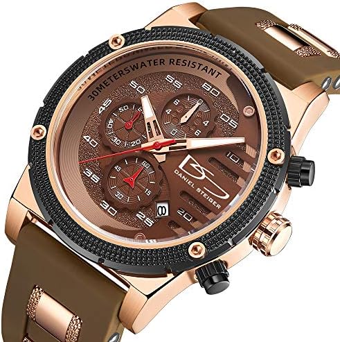 Daniel Steiger Renegade Men's Watch - Split -Second Cronograph Sports Watch - Silicone Strap - Rose Gold Plating