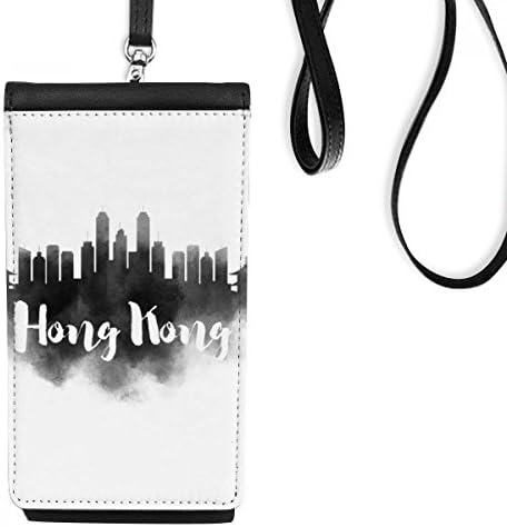 Hong Kong China Landmark City Pintura de telefone bolsa de carteira pendurada bolsa móvel bolso preto bolso