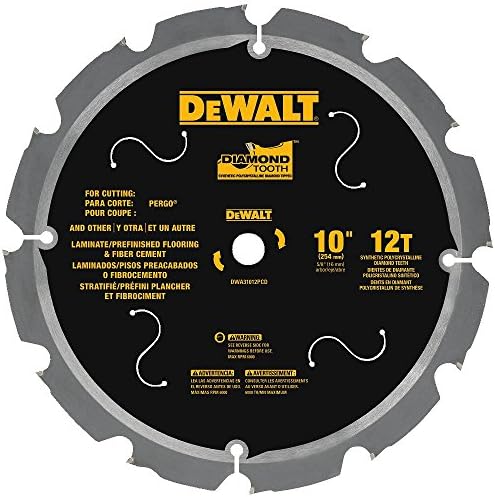 DEWALT DWA31012PCD 12T PCD Blade de corte laminado com ponta, 10