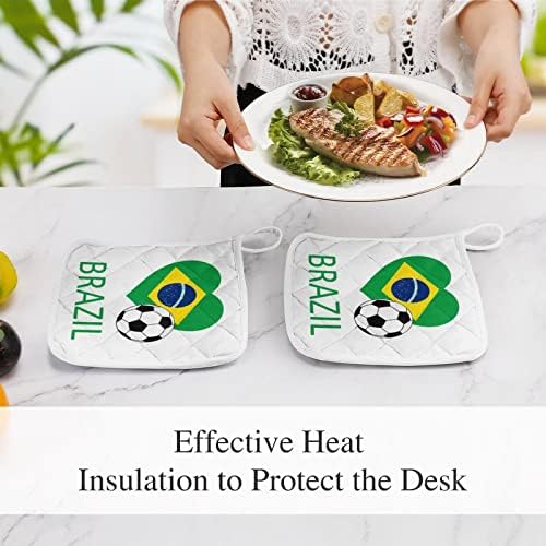 Love Brasil Soccer Pote Poters para cota de cozinha resistente ao calor Potholder forno almofadas quentes para cozinhar