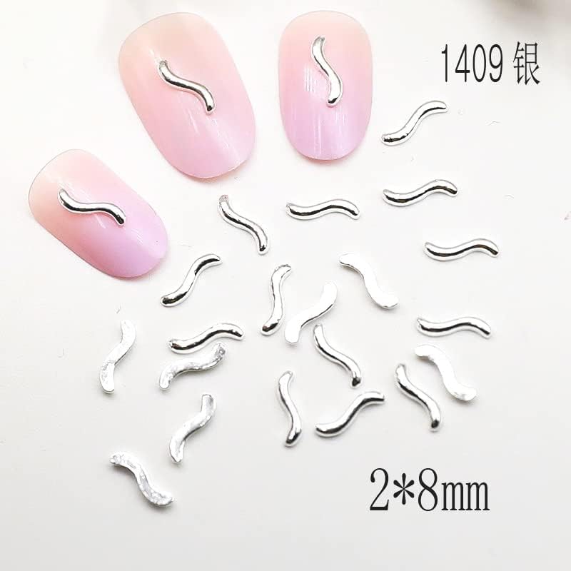 10pcs/lote Japão Korea Metal Alloy Nail Art Parts Charms Irregular Circle Curve Stick Vírgula 3D Acessórios DIY adesivos Charms -