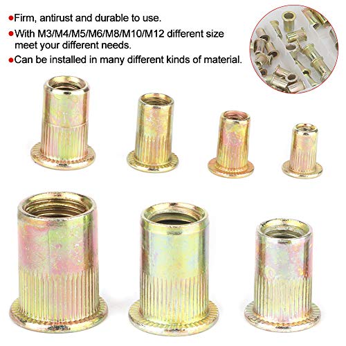 165pcs porcadas porcas de rebite kit de sortimento Liga de cobre Rivet Nutas M3 M4 M5 M6 M8 M10 M12 COLOCAÇÃO DE TAMANHO MULTI -TAMANHO