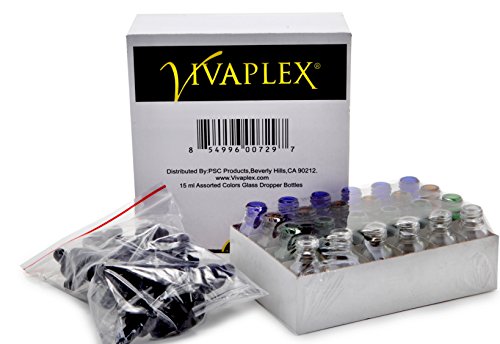 Vivaplex, 24, cores variadas, garrafas de vidro de 15 ml, com gotas de colírio de vidro