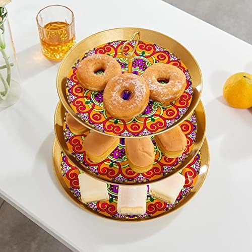 Cupcake de 3 camadas Stand laranja círculo círculo ornamento servidor de comida de partido exibir stand frutas de sobremesa