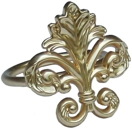 Manor Luxe Fleur de Lis Rings elegantes de guardanapo de metal, conjunto de 4, ouro