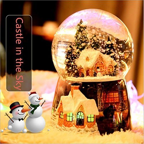 FYTOO Automático Spray Snowflake Girando Christmas Snow House Crystal Ball Music Box com Castle in the Sky Colorful Light Home