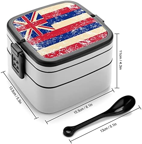 Bandeira do Estado do Havaí duplo empilhável Bento Lunch Box Container para viagens de piquenique para trabalho escolar