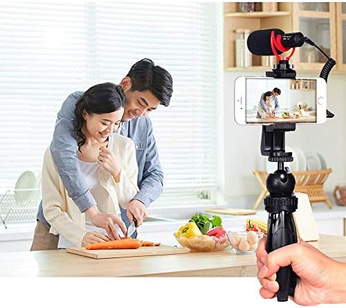 Vitopal VM-I2 Kit de microfone de vídeo universal para smartphones, câmera DSLR, vlogging, música de gravação, transmissão ao