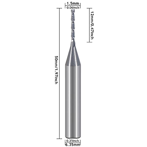 Hozly 1/16 polegada Cuting Diâmetro Espiral Up Cut Router Bit com moinho de extremidade CNC de 1/4 de polegada de flauta CNC