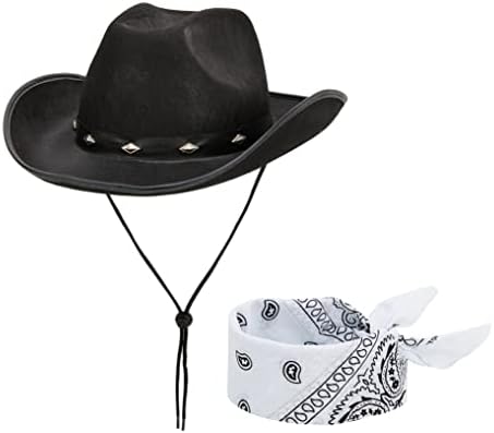 Chameleon Cosmic Western Cowboy Hat com Metal Studs Band com Paisely Bandana