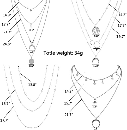 Rinhoo Amizade 4-6pcs Vários colares em camadas para mulheres de gargantilha com joias de colar de ouro/lieira de moeda de estrela
