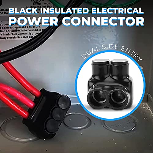 Conector isolado preto ohlectric - entrada dupla - 2 porta - 250-6 AWG - 5/16 Hex Hex - pré -preenchido com inibidor de óxido para