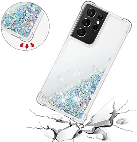 Capa de capa de telefone com estojo de glitter compatível com a capa Samsung Galaxy S21 Ultra 5G compatível com mulheres meninas