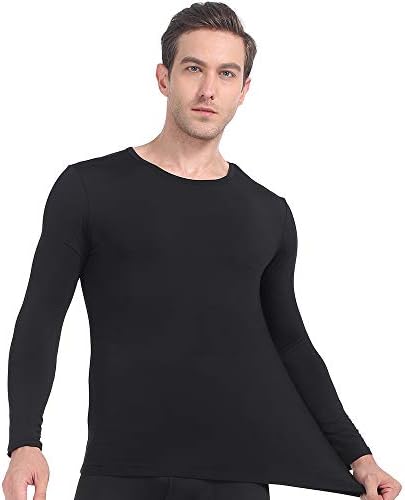 MANCYFIT Mens camisas térmicas de lã forrada de manga longa de manga comprida superior camada