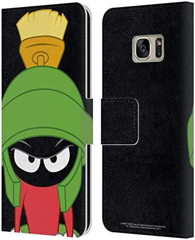 Projetos de capa principal licenciados oficialmente Looney Tunes Marvin the Martian Caractera Livro de couro Caixa de carteira Compatível com Samsung Galaxy S7