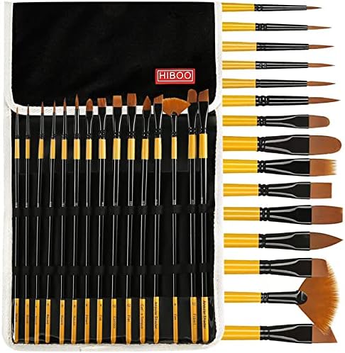 Hiboo Art Brincho Push-Push Set-15 Tamanhos diferentes de profissionais pincéis de tinta alças de madeira com técnica de vedação