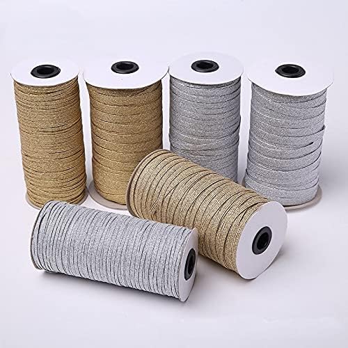 Herrmosa 144yards 6mm Gliiter Gold Prata Colorfull Elastic Elastic Elastic Band compatível com Fiat Borracha Band Band Stretch Rape