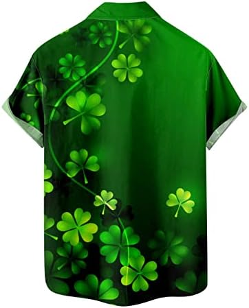 São Patricks T-shirts Mens Irish Shamrock Shirts Hawaiian Button Up Blouse Casual Manga curta Pullover superior