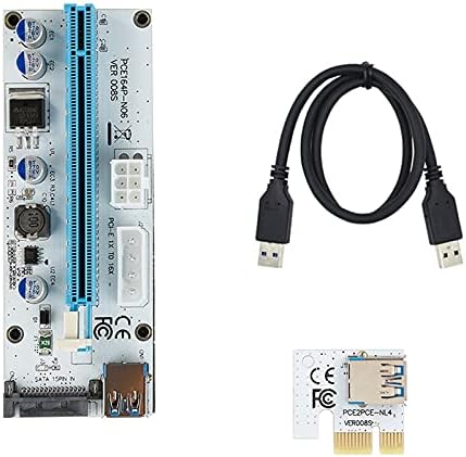 Conectores Tishric Ver008s Riser Card 3 em 1 Molex 4pin SATA 6pin PCIE PCI PCI Adaptador Express 1x a 16x USB3.0 Mineiro