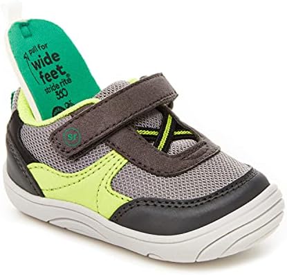 Stride Rite 360 ​​Infant e Toddler Boys Gogo First Walker Shoe, Gray/Neon, 4 Toddler