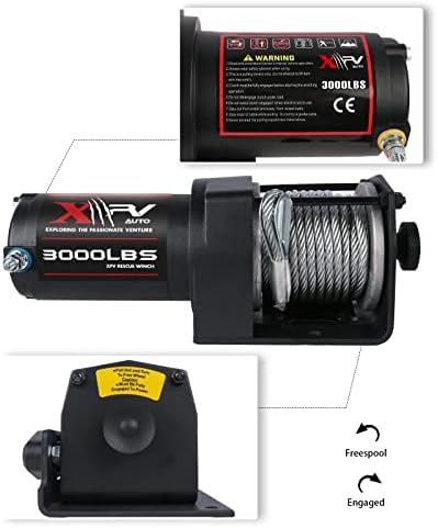 XPV Auto 3000 lb 12V DC Encontro elétrico à prova d'água para o UTV ATV Boat com o cabo de aço de recuperação de controle de controle sem fio e com fio